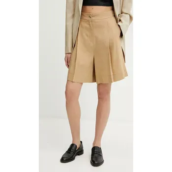 Dámské kraťasy Šortky s příměsí lnu Marella SAGITTA zelená barva, high waist, 2513141015200 81X, vel. 34