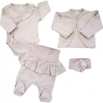 Kojenecká souprava Z&Z 4dílná bavlněná sada pro miminko do porodnice béžová 56