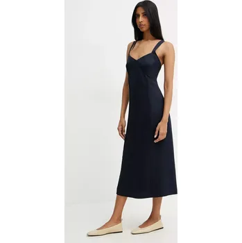 Dámské šaty Šaty s příměsí lnu BOSS 50535332 námořnická modř 59X, vel. 38