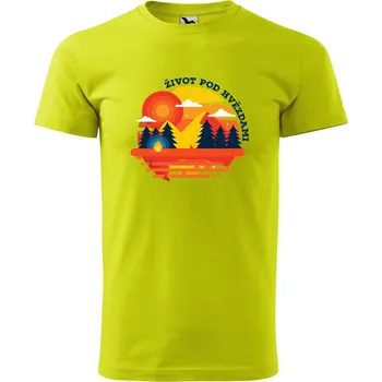 Pánské oblečení Pánské tričko s potiskem Život pod hvězdami Velikost: S, Barva trička: Limetková