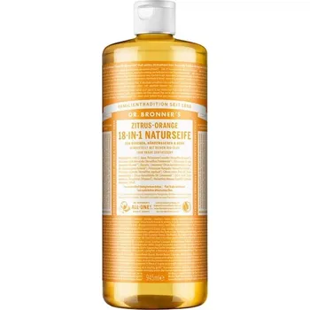 Mýdlo Dr-Bronners Pece Tekuta-mydlaCitrusově-pomerančové přírodní mýdlo 18 v 1 945 ml (586,00 Kč / 1 l)