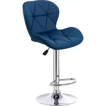 Barová židle LuxuryForm DESIGN Barová židle LIVIO VELUR na stříbrném talíři - modrá