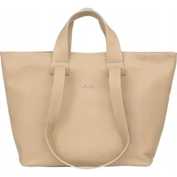 Kabelka Vezze shopper kabelka z pravé lícové kůže béžová