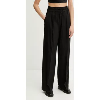 Dámské kalhoty Kalhoty s příměsí lnu Marella FRED černá barva, high waist, 2513131085200 99X, vel. 34