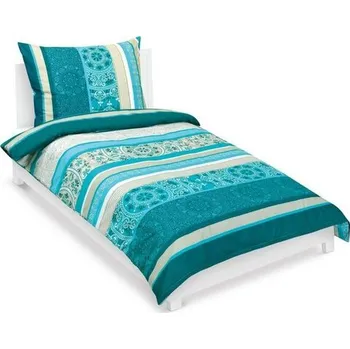 Povlečení Bellatex Bavlněné povlečení tyrkysový ornament 140 x 200, 70 x 90 cm zipový uzávěr