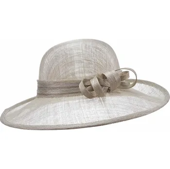 Šála SEEBERGER Cloche šedobéžový slavnostní klobouk s ozdobou - ze sisálové slámy Velikost: Unisize (S-XL)