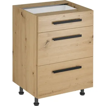 Nábytek Spodní skříňka, dub artisan, s úchytkami, LANGEN D60S3 U