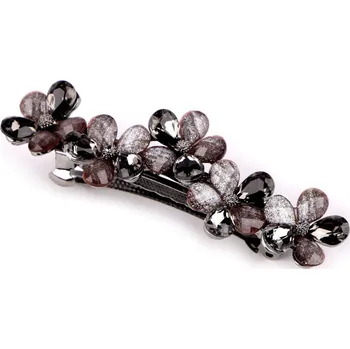 Francouzská spona do vlasů květ, barva 2 šedobéžová