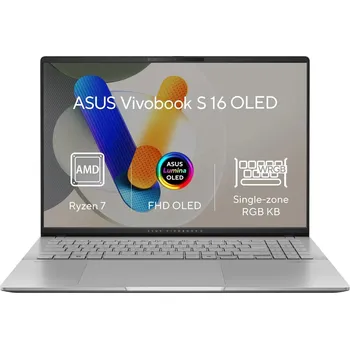 Notebook ASUS NTB Vivobook S16 OLED (M5606KA-OLED063W), Ryzen AI 7 350, 16" 2880 x 1800, 24GB, 1TB SSD, Radeon, W11 Home, Silver