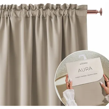 Obraz Hotový závěs do obýváku na pásce s žabkami a tunelem Room99 140x260 Aura béžová