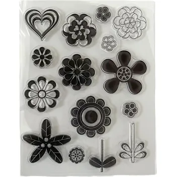 Dětské razítko SMT Creatoys Květiny a srdíčko - silikonová gelová razítka (15ks)