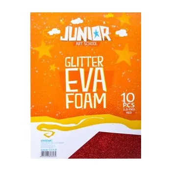 Dekorační pěna A4 EVA 10 ks červená tloušťka 2,0 mm glitter