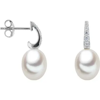 Souprava šperků Leru Stříbrné náušnice se sladkovodní perlou na puzetu