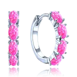 MINET Stříbrné náušnice s růžovými opálky JMAS0295PE00