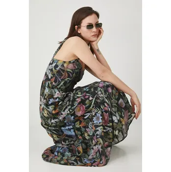 Dámské šaty Bavlněné šaty Medicine černá barva, maxi RS25.SUD901 99A, vel. XS