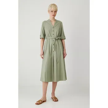 Dámské šaty Lněné šaty Medicine zelená barva, midi RS25.SUD081 91X, vel. S