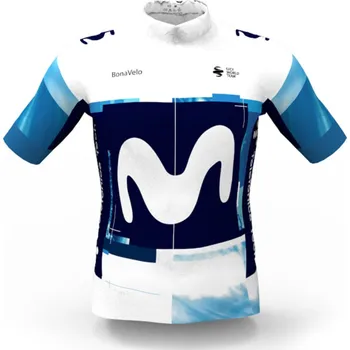 cyklistický dres BONAVELO Cyklistický dres s krátkým rukávem - MOVISTAR 2025 - bílá/modrá