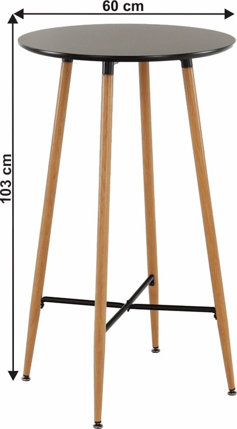 foto Barová židle Barový stůl, černá/dub, průměr 60 cm, IMAM