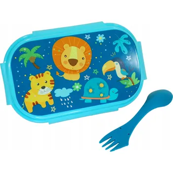 Svačinový box DĚTSKÝ KRABIČKA + příbory Dětský modrý SVAČINOVÝ BOX velký