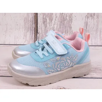 Dívčí tenisky Tenisky D.D.step F083-51289C světle modré s růží s LED světýlky vodoodpudivé velikost: 33