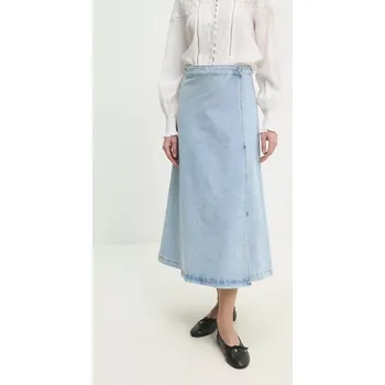 Dámská sukně Džínová sukně Answear.LAB modrá barva, midi, áčková 9065.hos 55X, vel. M