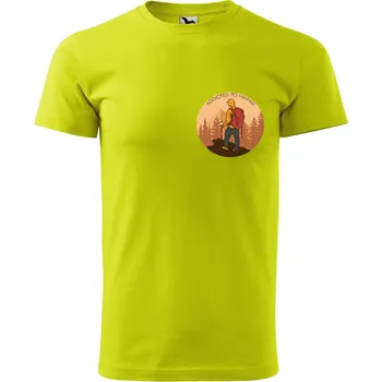 Pánské oblečení Pánské tričko s potiskem Addicted to hiking Velikost: S, Barva trička: Limetková