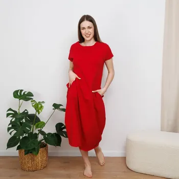 Dámské šaty Šaty Raindrop Long Day Red Velikost: S