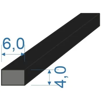 Těsnění do okna a dveří 0596046 Pryžový profil 4x6mm, NBR 70°Sh obdélníkový