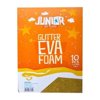 Dekorační pěna A4 EVA 10 ks zlatá tloušťka 2,0 mm glitter