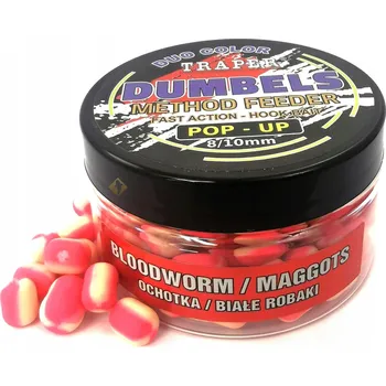 Boilies Plovoucí boilies Dumbels Traper Pop-Up Color 8-10mm 30g Patentka/Bílí červi