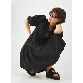 Dámské šaty Lněné šaty Medicine černá barva, mini, oversize RS25.SUD700 99X, vel. L