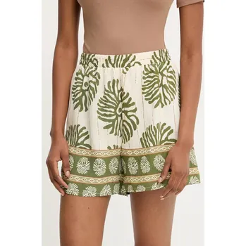 Dámské kraťasy Kraťasy Answear.LAB dámské, zelená barva, vzorované, high waist NL257207.ums 91X, vel. L/XL