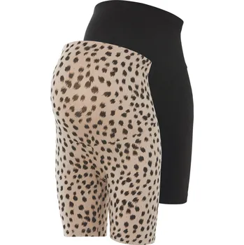 Dámské kraťasy esmara® Dámské těhotenské kraťasy "Biker" s BIO bavlnou, 2 kusy (černá/leopard, XL(48/50))