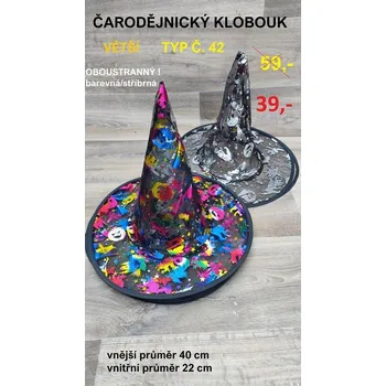 Klobouk ČARODĚJNICKÝ KLOBOUK - č.42 AKCE !!!