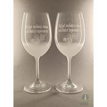 Sklenice Pískované sklenice na víno - Když vchází víno, odchází tajemství