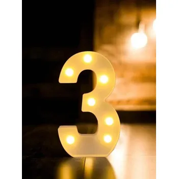 Party dekorace Svítící dekorativní číslo 3, vel. 21 cm, 1 ks