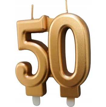 Dortová svíčka Narozeninová svíčka 50 zlatá - dekorace na dort, výročí 10 cm