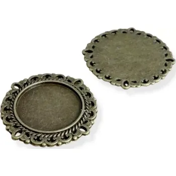 Materiál na výrobu šperku Kovový filgrán s lůžkem starozlatý - 1 ks