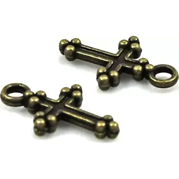 Materiál na výrobu šperku Přívěsek křížek malý starozlatý - 4 ks