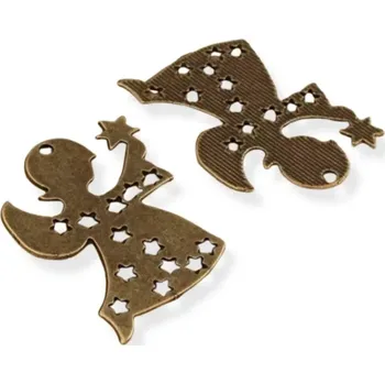 Materiál na výrobu šperku Přívěsek anděl s hvězdou starozlatý - 1 ks