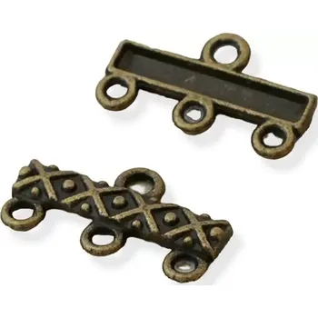 Materiál na výrobu šperku Ramínko trojřadé starozlaté - 2 ks