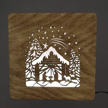 Lampička AMADEA Dřevěná lampička betlém, velikost 20 cm, s LED osvětlením s trafem na 12V