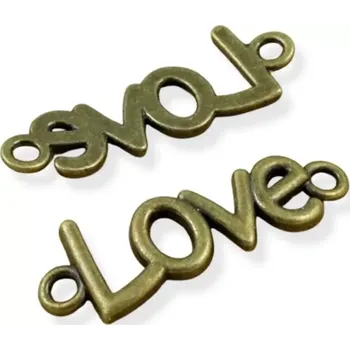 Materiál na výrobu šperku Mezikus LOVE starozlato - 1 ks