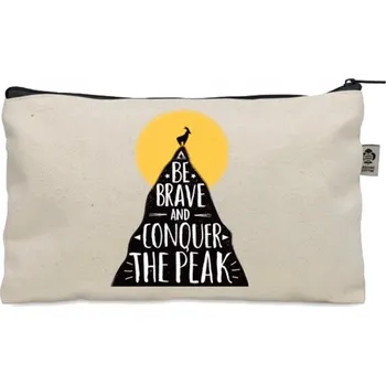 Kosmetická taška Kosmetická taštička béžová dárek BE BRAVE ptáček hory odvaha KO_298