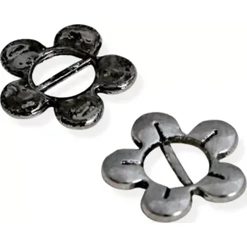 Spona kovová květinka starostříbrná - 5 ks