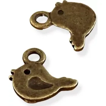 Materiál na výrobu šperku Přívěsek ptáček malý starozlatý - 40 ks