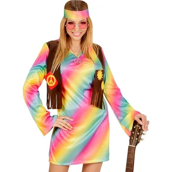 Karnevalový kostým Dámské hippie šaty s vestou - M
