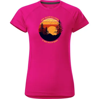 Dámské tričko DOBRÝ TRIKO Dámské funkční tričko s potiskem Cestování Velikost: XL, Barva: Neonově růžová