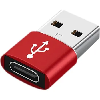 Datový kabel Redukce / adaptér USB-C samice / USB-A samec - oválná - červená