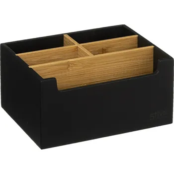 Úložný box Koupelnový organizér na kosmetiku Natureo černý bambusový s 5 přihrádkami 5five simply smart